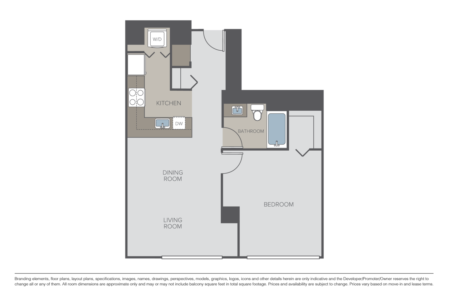 Floorplan diagram for Plan 1C, showing 1 bedroom