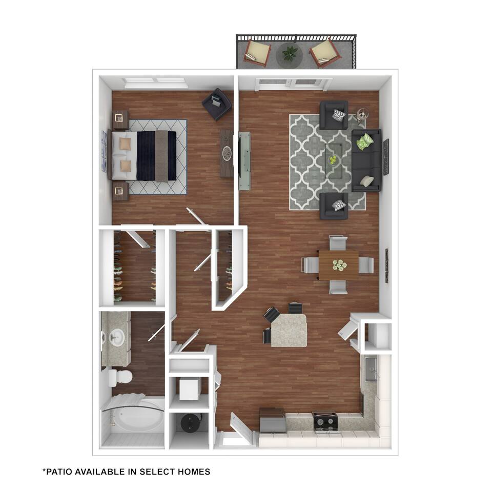 Floorplan diagram for The LoDo, showing 1 bedroom
