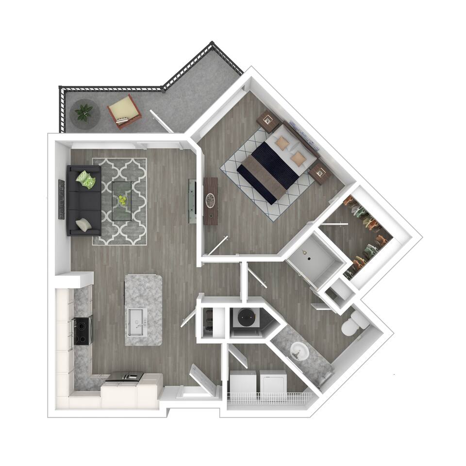 Floorplan diagram for Bell Creek, showing 1 bedroom