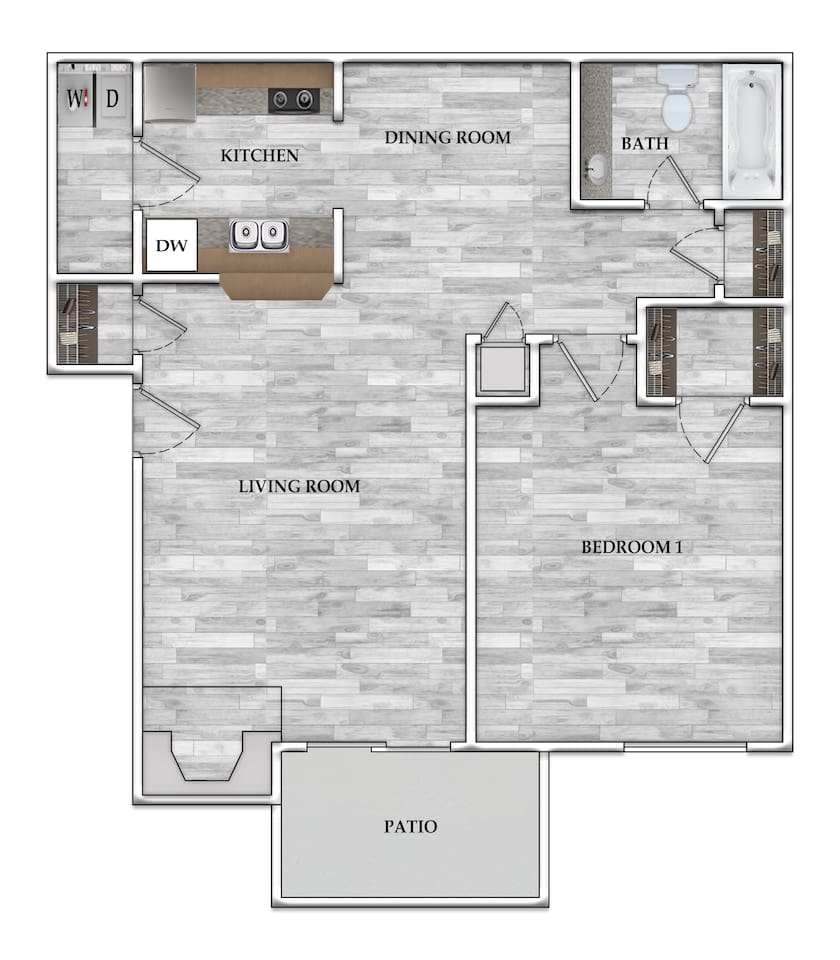 Floorplan diagram for EFF 467 SF, showing 1 bedroom