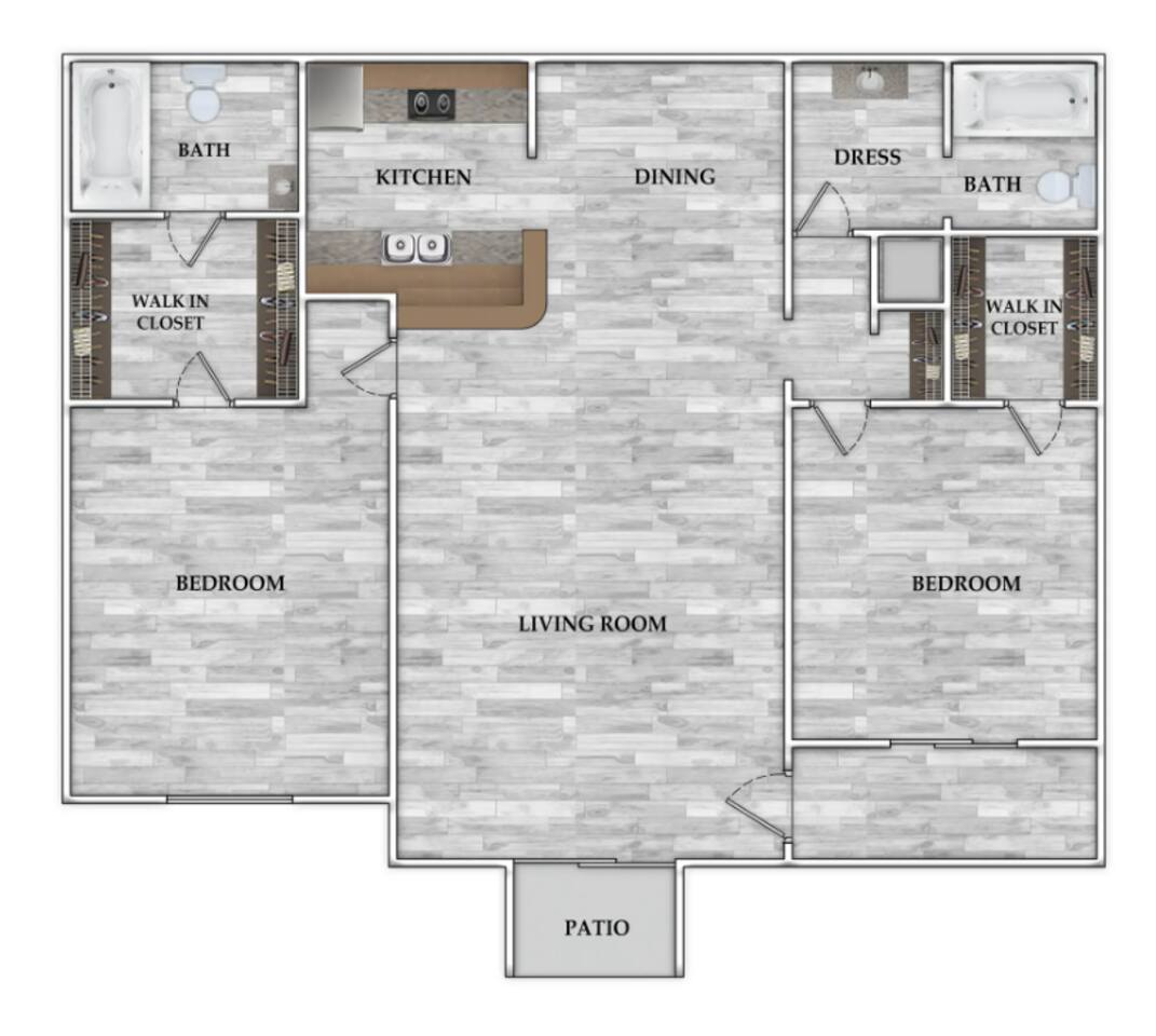 Floorplan diagram for 1x1 528 SF, showing 1 bedroom