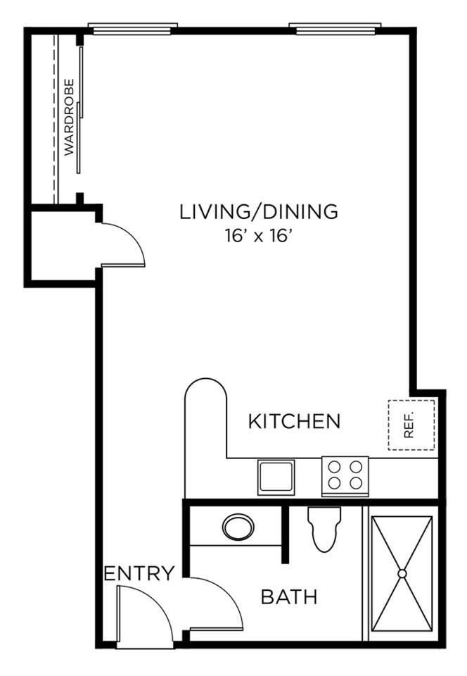 Floorplan diagram for A3 - Studio, showing Studio