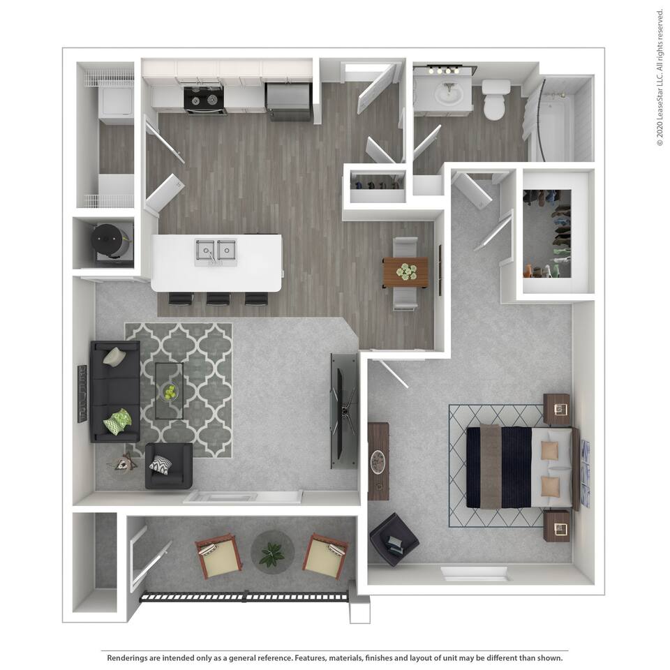 Floorplan diagram for The Aberdeen, showing 1 bedroom