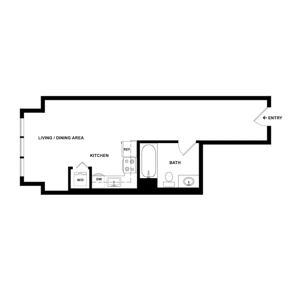 Floorplan diagram for Studio, showing Studio