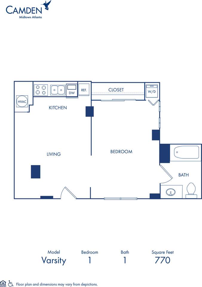 Floorplan diagram for Varsity, showing Studio