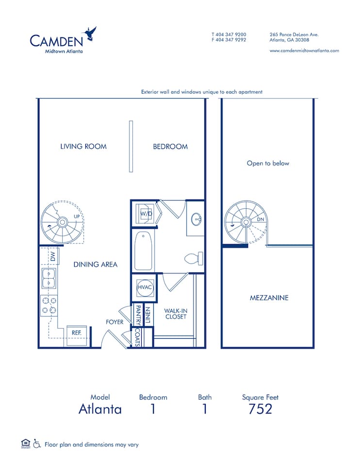 Floorplan diagram for Atlanta, showing Studio