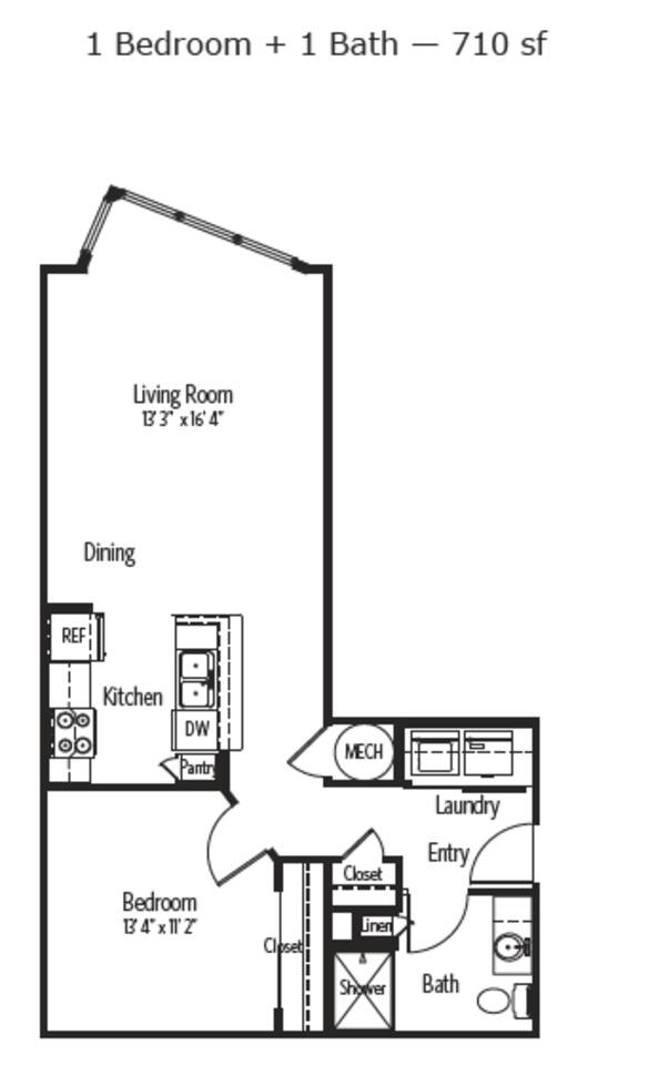 Floorplan diagram for Chicago, showing 1 bedroom