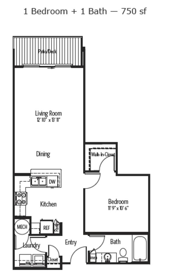 Floorplan diagram for Eastern, showing 1 bedroom