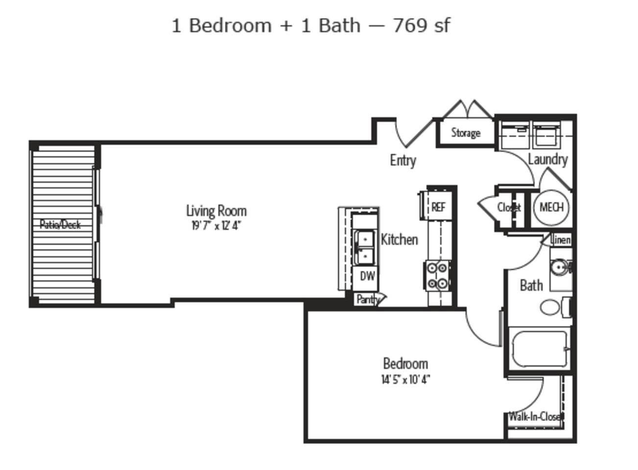 Floorplan diagram for Harrisburg, showing 1 bedroom