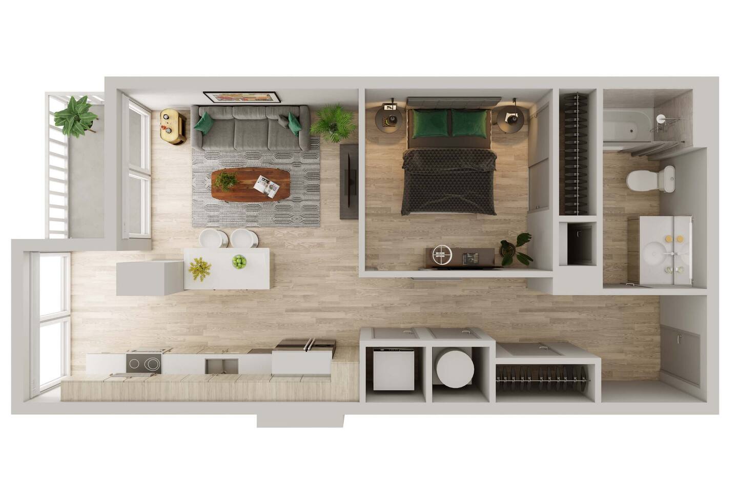 Floorplan diagram for U2, showing 1 bedroom