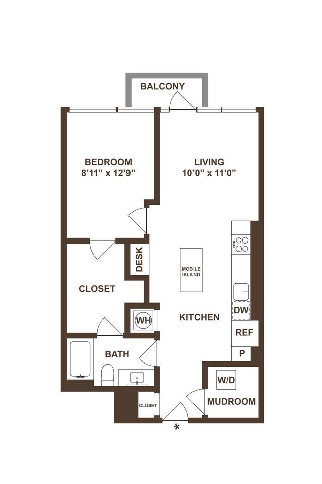 Floorplan diagram for A3, showing 1 bedroom