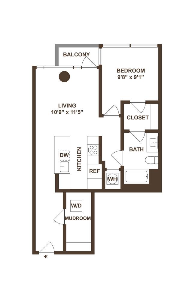 Floorplan diagram for A4, showing 1 bedroom