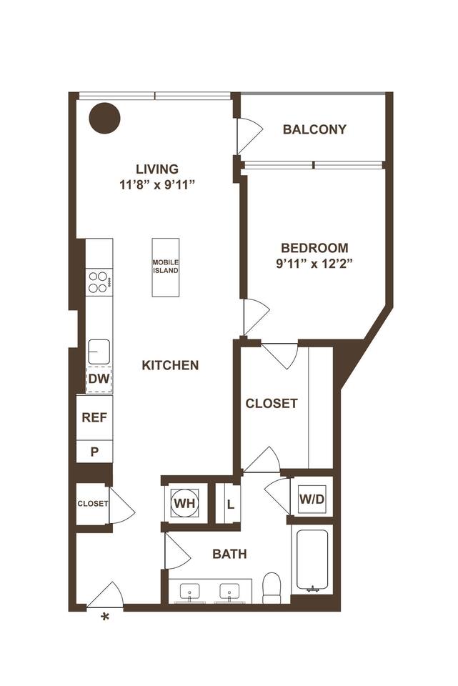 Floorplan diagram for A8, showing 1 bedroom