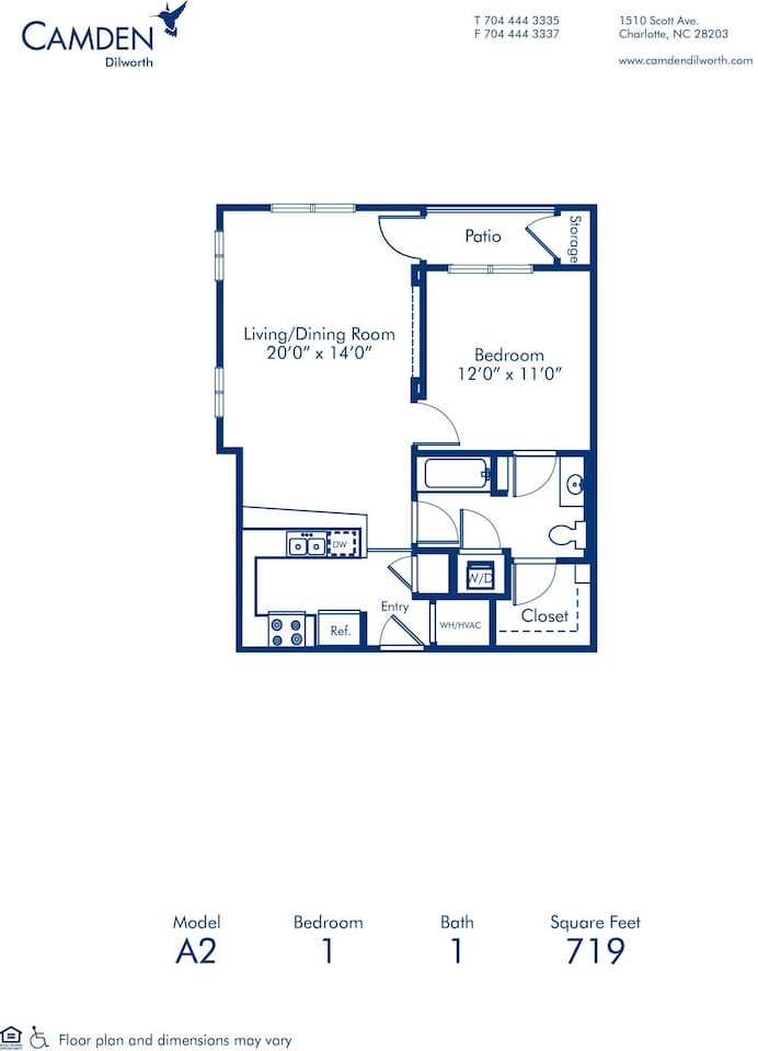 Floorplan diagram for A2, showing 1 bedroom
