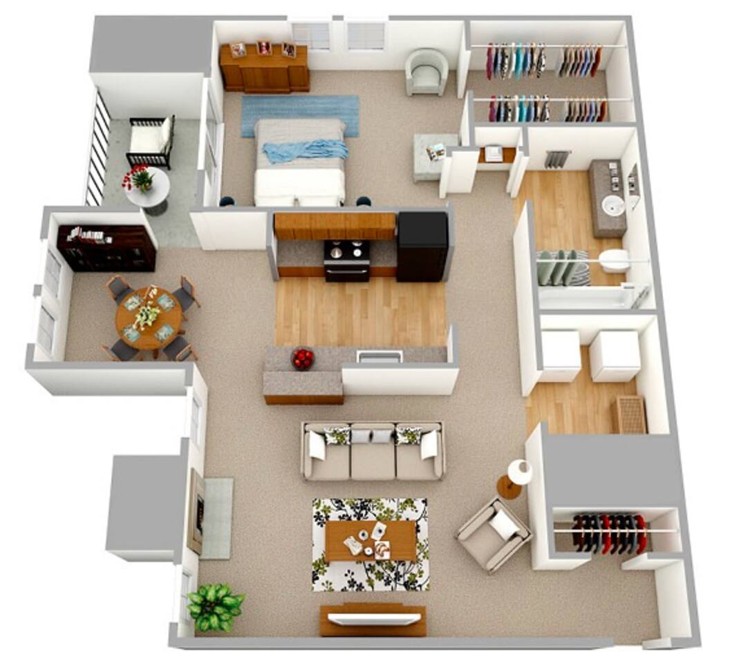 Floorplan diagram for The Fox, showing 1 bedroom