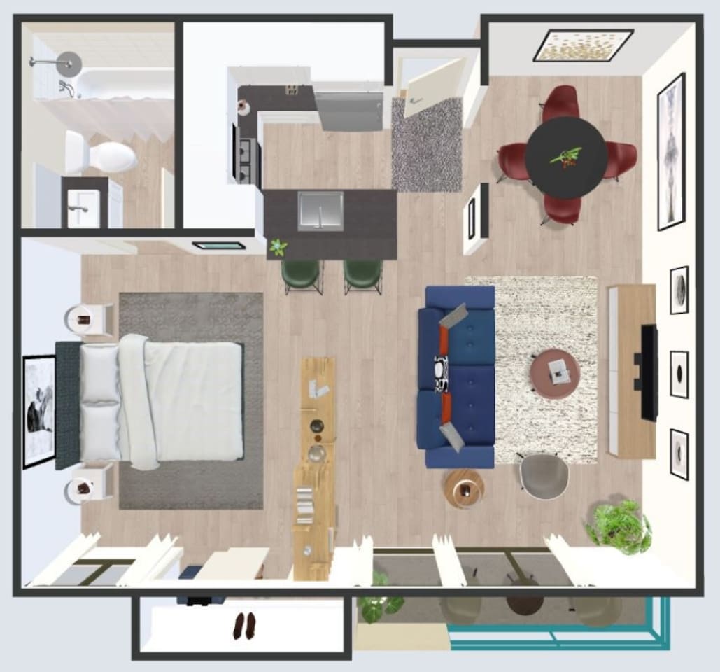 Floorplan diagram for Junior One-Bedroom, showing Studio