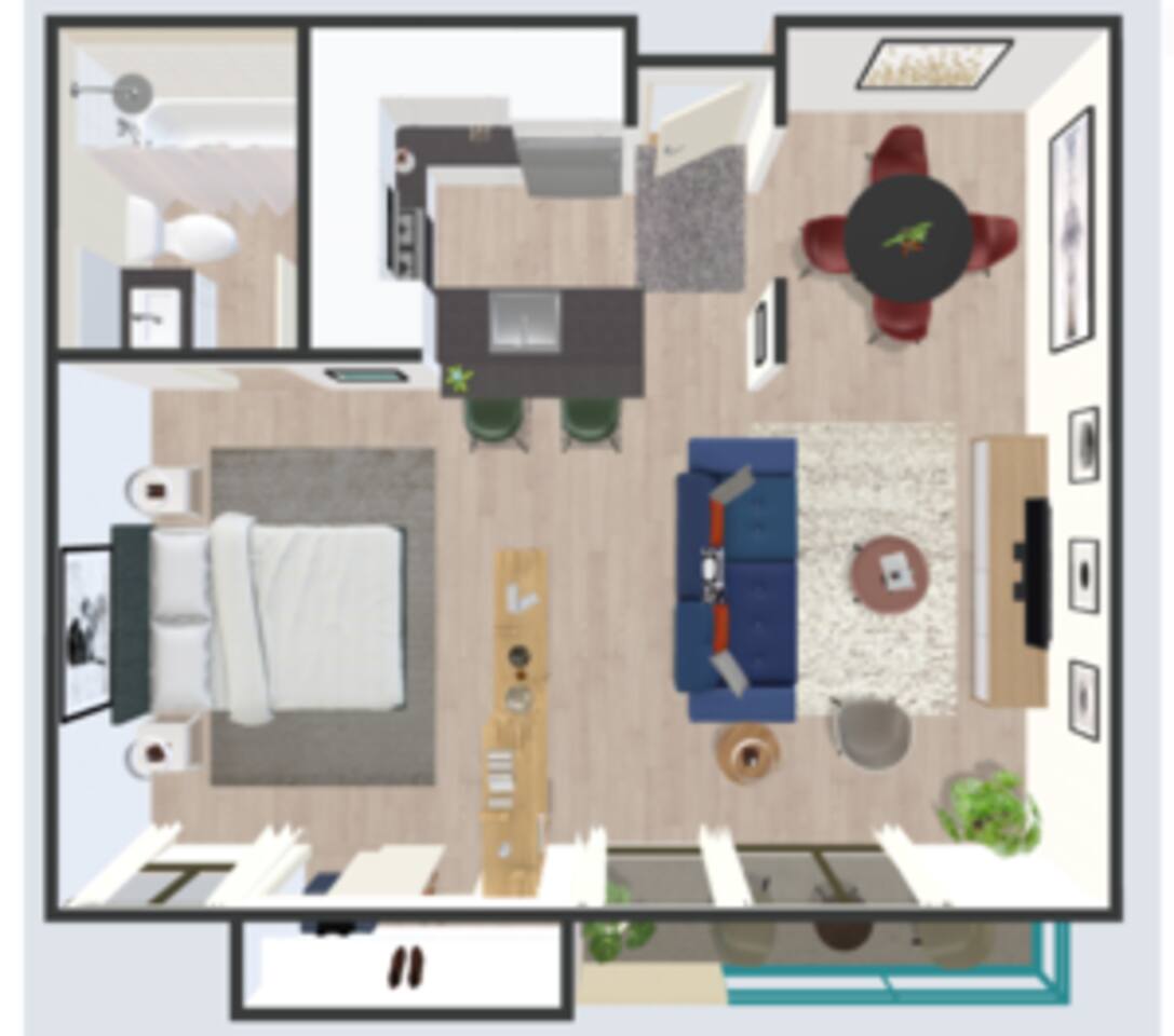 Floorplan diagram for Junior One-Bedroom R, showing Studio