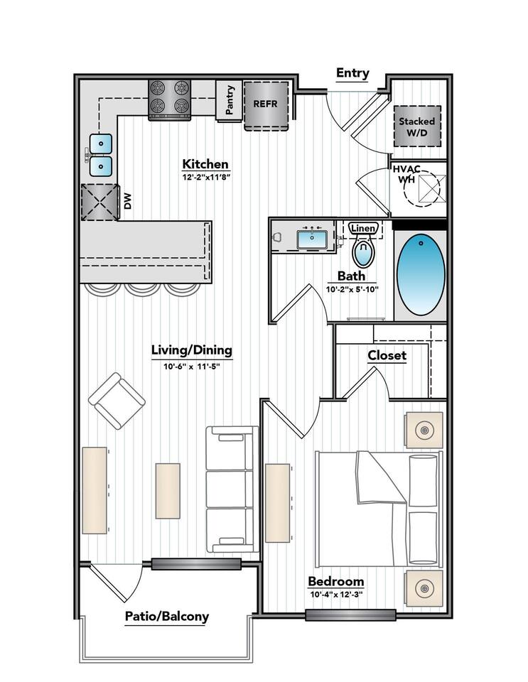 Floorplan diagram for A1, showing 1 bedroom