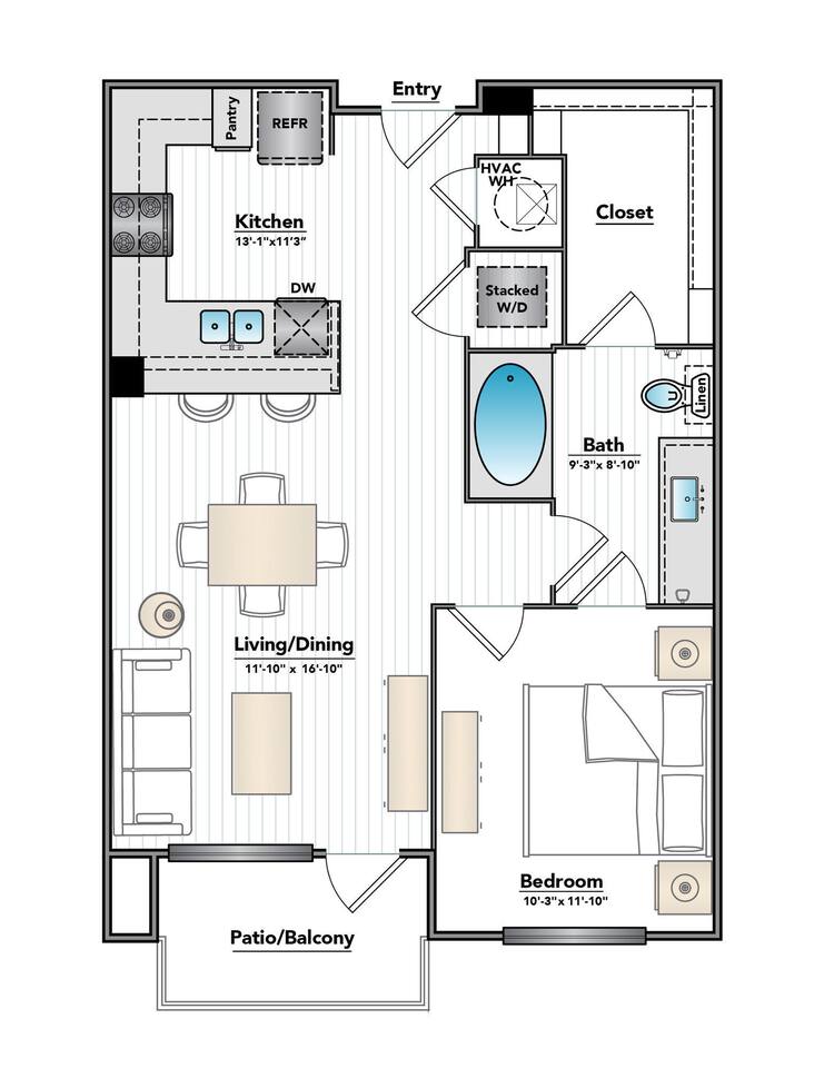Floorplan diagram for A2, showing 1 bedroom