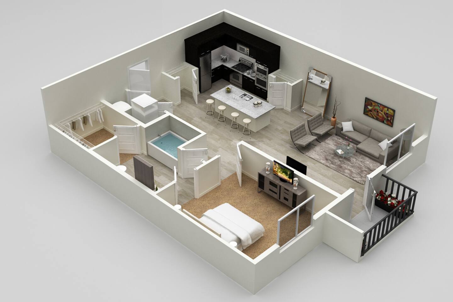 Floorplan diagram for A1C, showing 1 bedroom