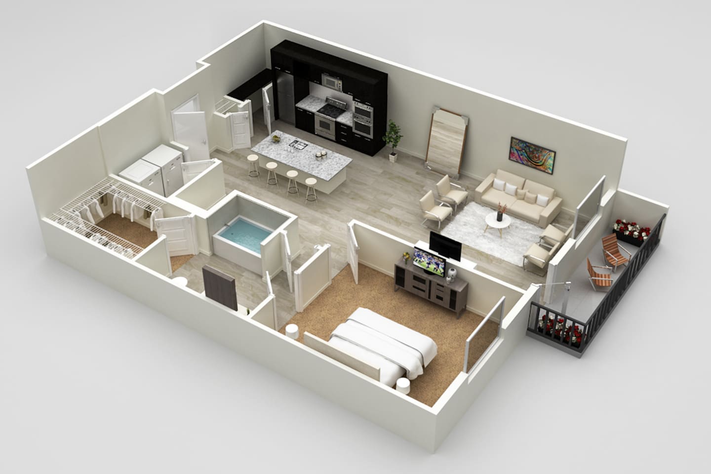 Floorplan diagram for A1D, showing 1 bedroom