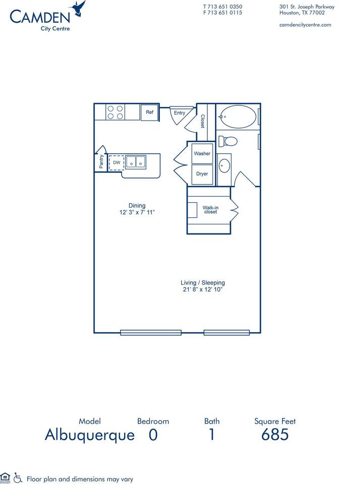 Floorplan diagram for Albuquerque, showing Studio