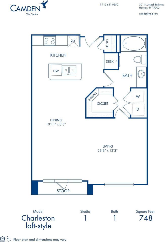 Floorplan diagram for Charleston, showing Studio