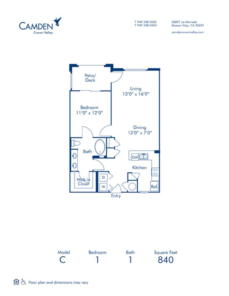 Floorplan diagram for C, showing 1 bedroom