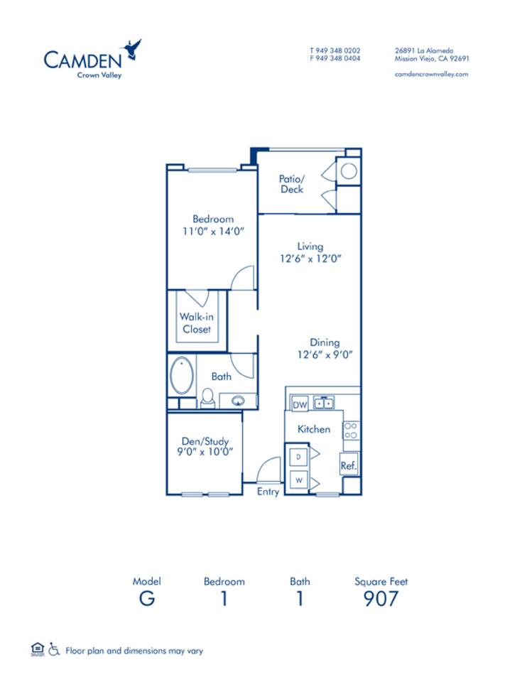 Floorplan diagram for G, showing 1 bedroom