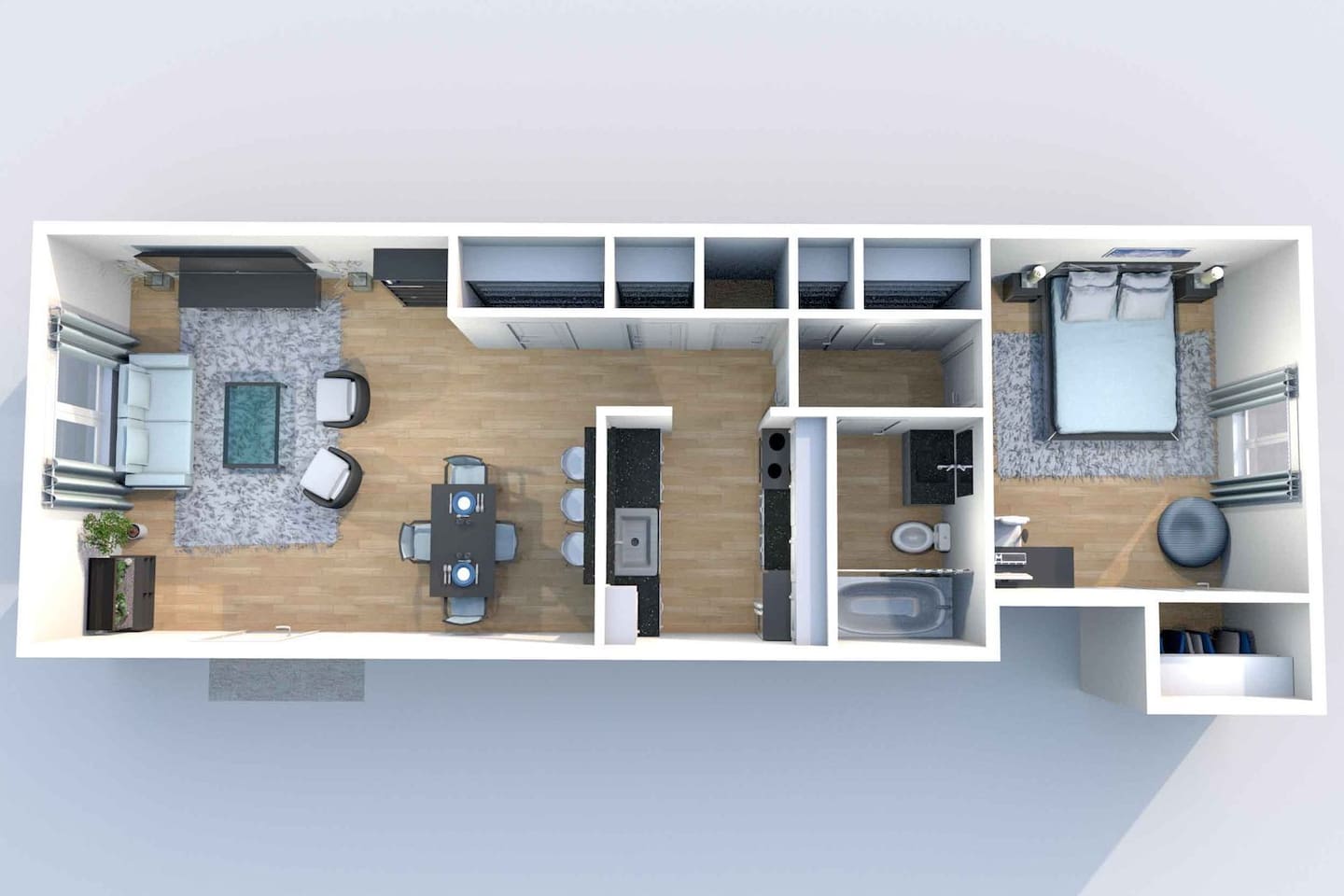 Floorplan diagram for A4 1x1	, showing 1 bedroom