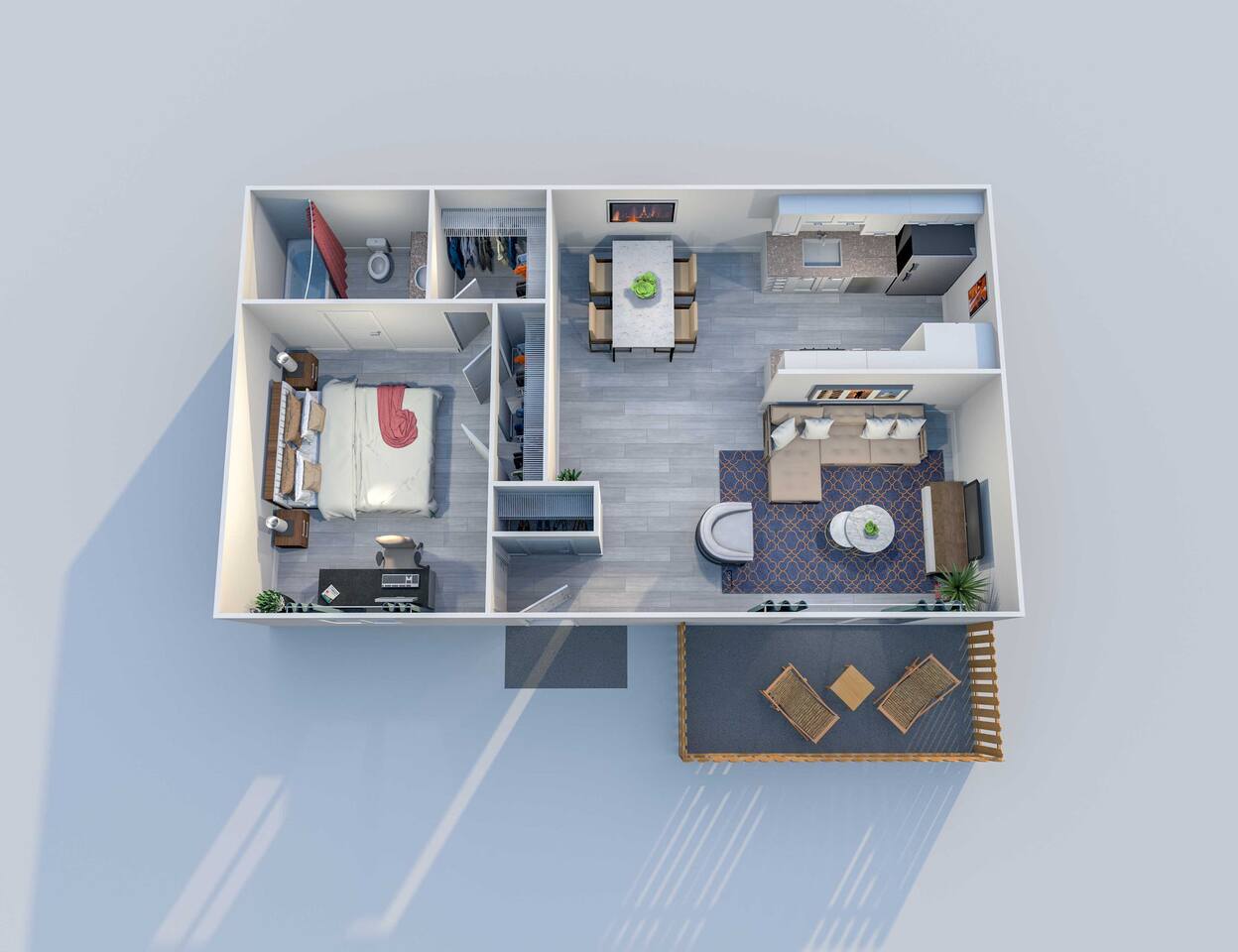 Floorplan diagram for A 1x1, showing 1 bedroom