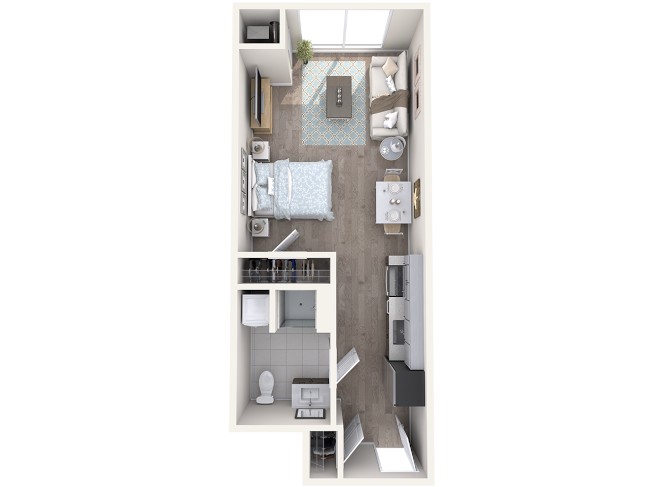 Floorplan diagram for Watermark B1-S18, showing Studio