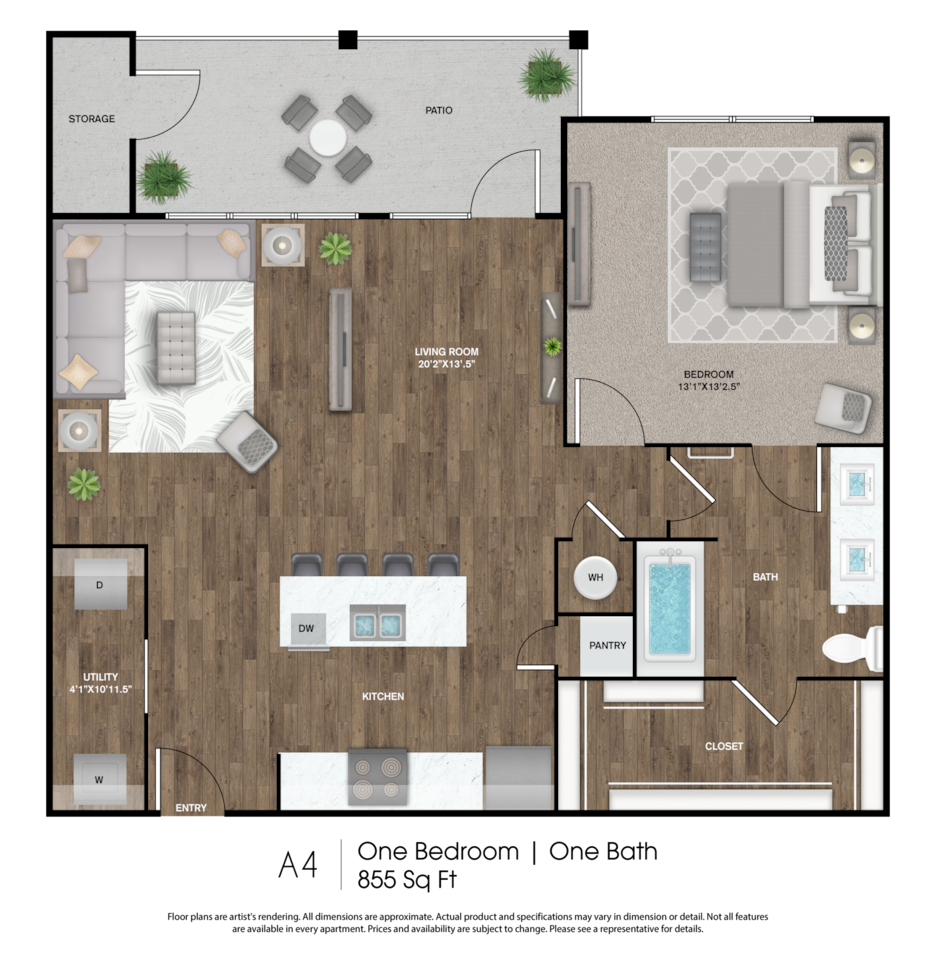 Floorplan diagram for A4, showing 1 bedroom