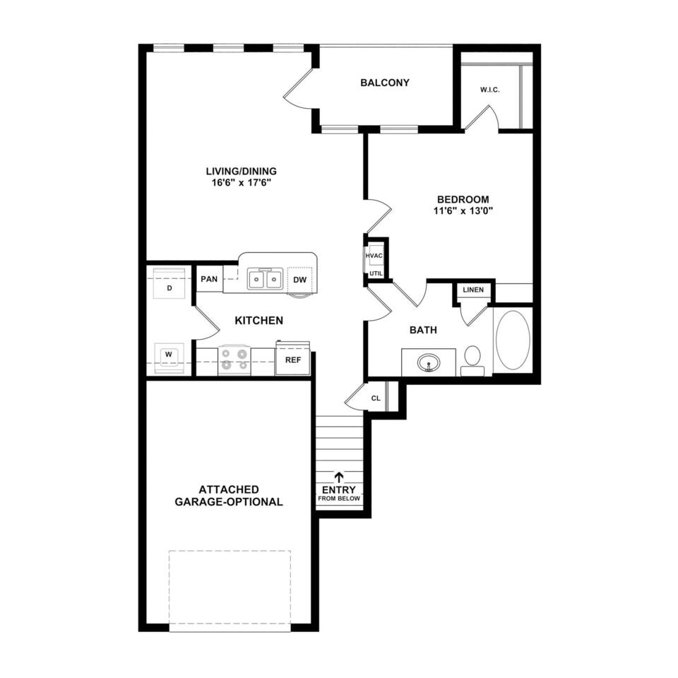 Floorplan diagram for Brookville Upper, showing 1 bedroom