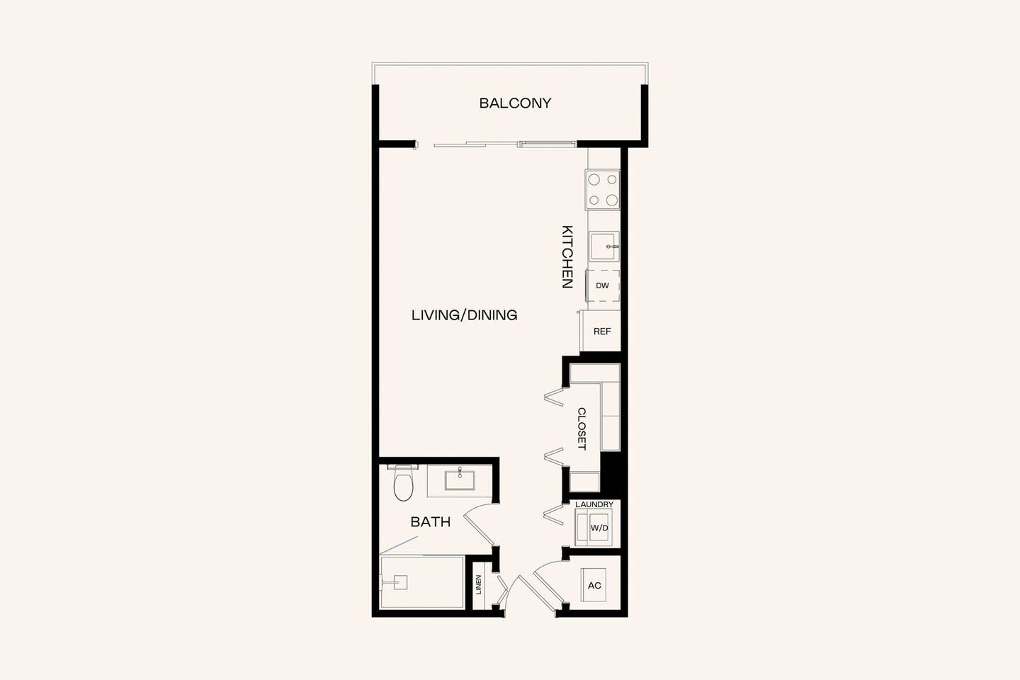 Floorplan diagram for J1, showing Studio
