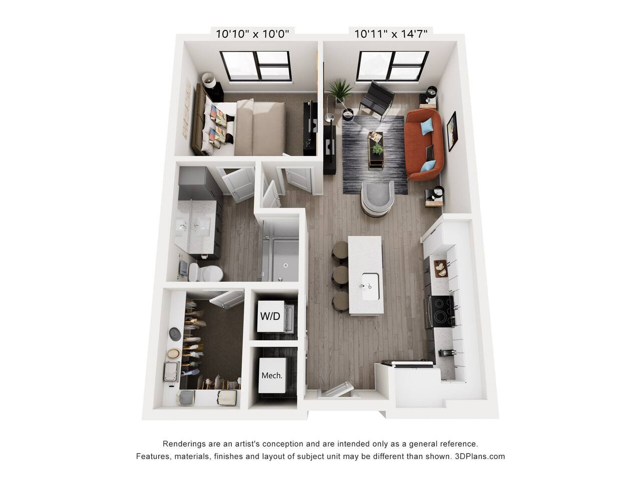 Floorplan diagram for A1, showing 1 bedroom
