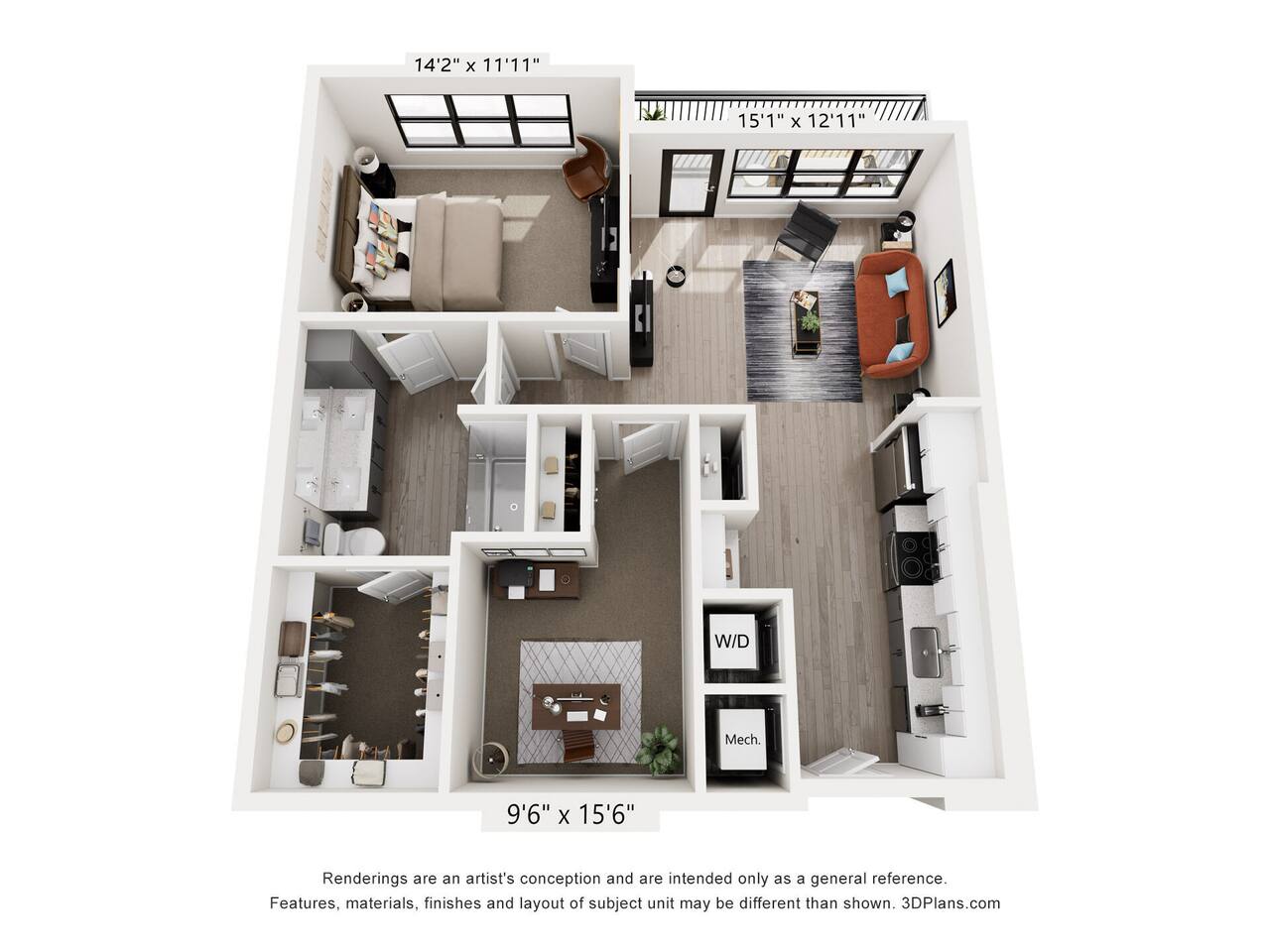 Floorplan diagram for A4, showing 1 bedroom