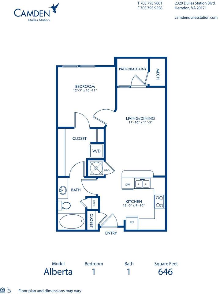 Floorplan diagram for Alberta, showing 1 bedroom