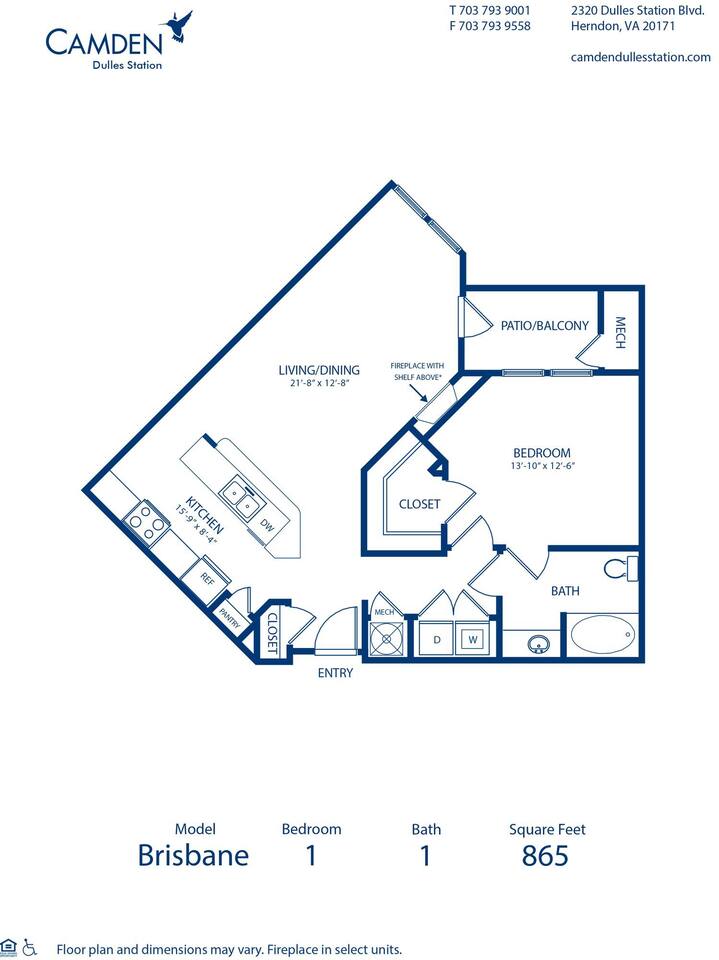 Floorplan diagram for Brisbane, showing 1 bedroom