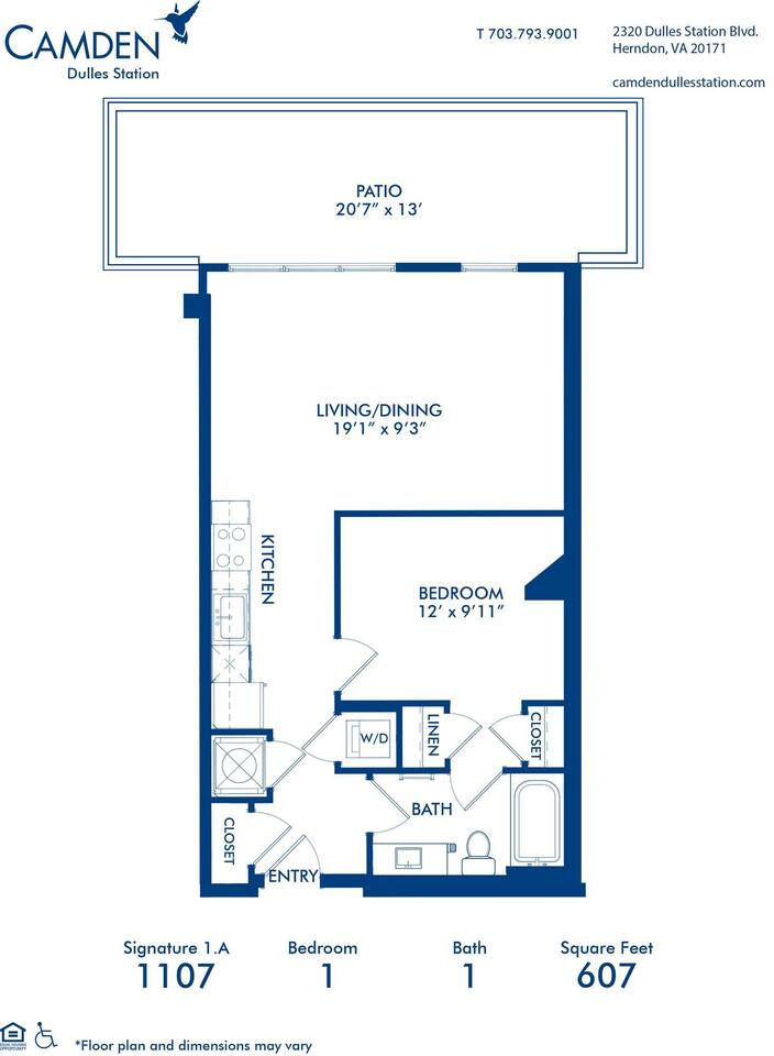 Floorplan diagram for Signature 1.A, showing 1 bedroom