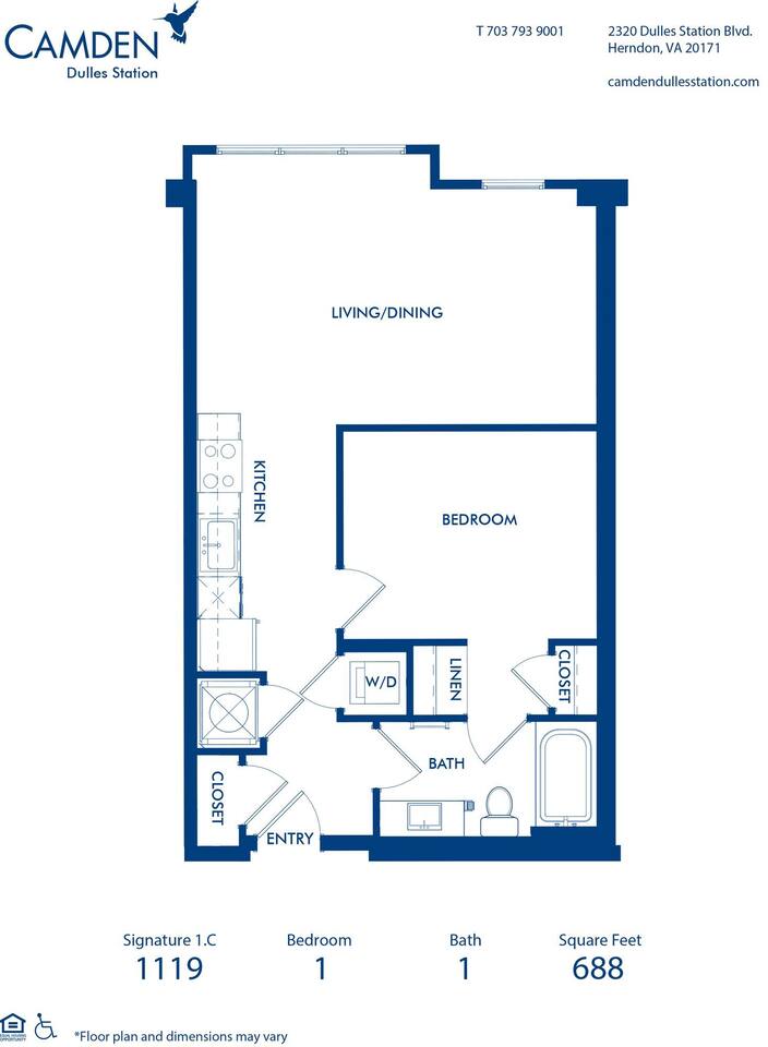 Floorplan diagram for Signature 1.C, showing 1 bedroom