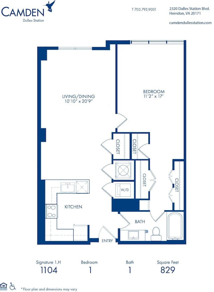 Floorplan diagram for Signature 1.H, showing 1 bedroom