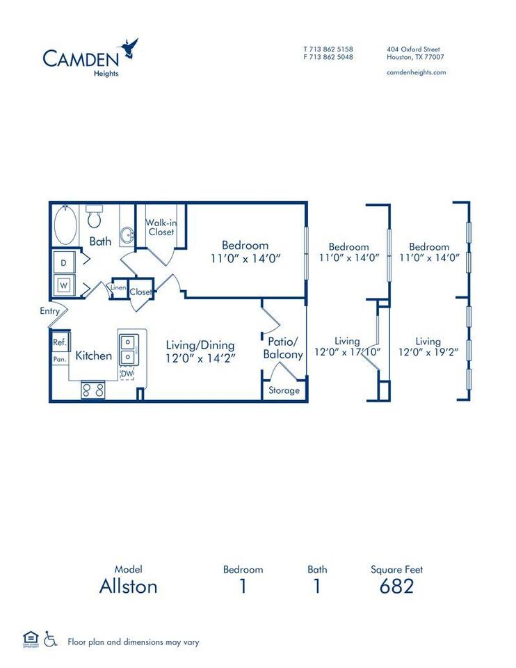 Floorplan diagram for The Allston, showing 1 bedroom