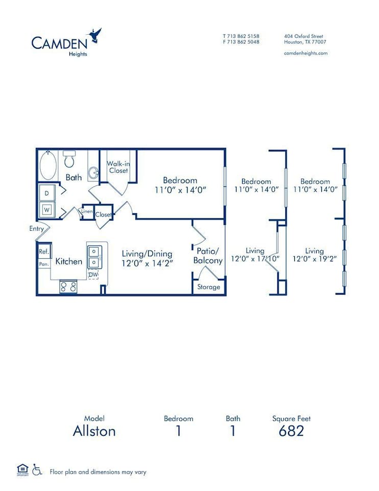 Floorplan diagram for The Allston, showing 1 bedroom