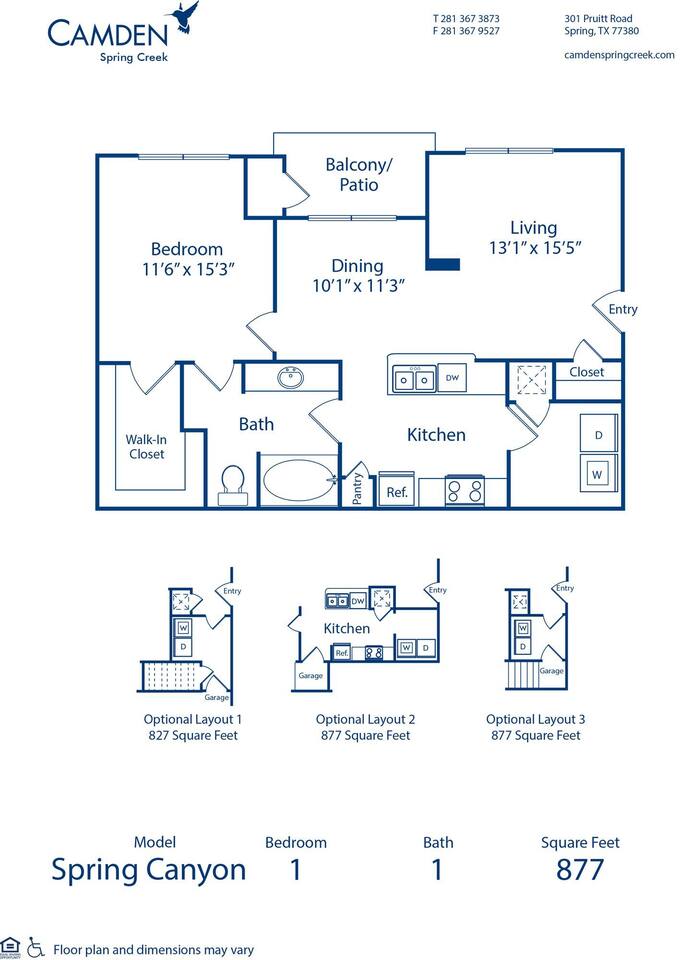 Floorplan diagram for Spring Canyon 2, showing 1 bedroom