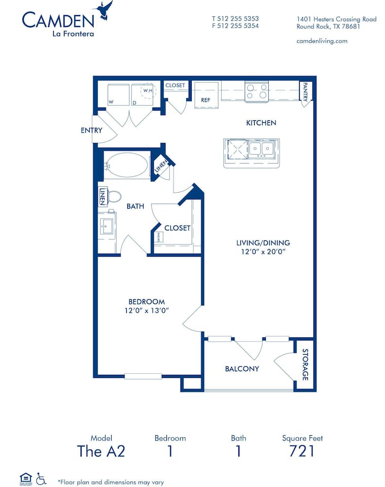 Floorplan diagram for A2, showing 1 bedroom