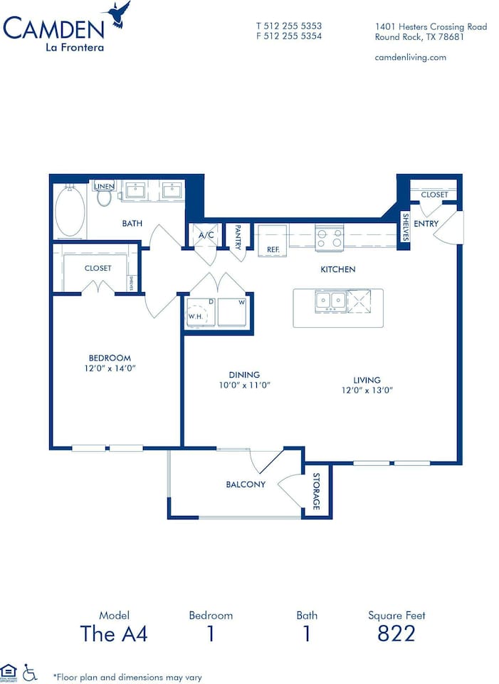 Floorplan diagram for A4, showing 1 bedroom