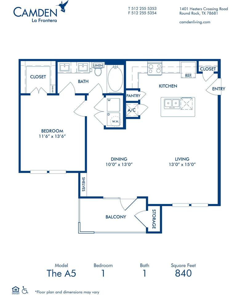 Floorplan diagram for A5, showing 1 bedroom