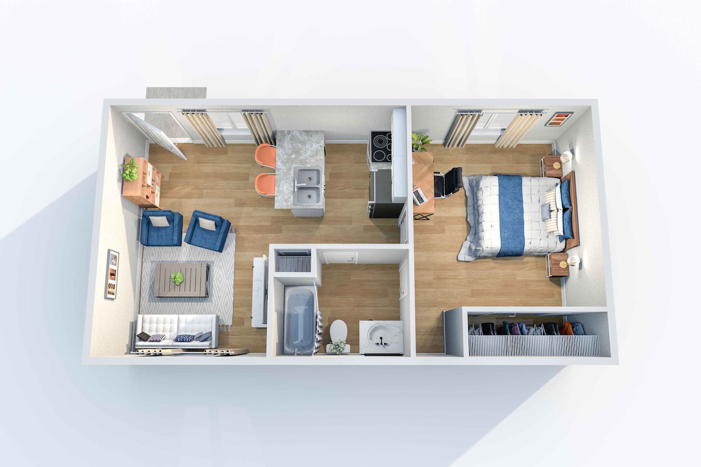 Floorplan diagram for A1, showing 1 bedroom