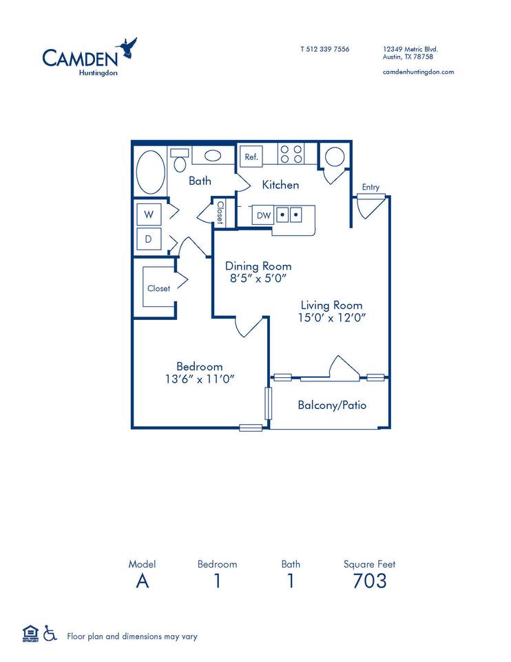 Floorplan diagram for A, showing 1 bedroom
